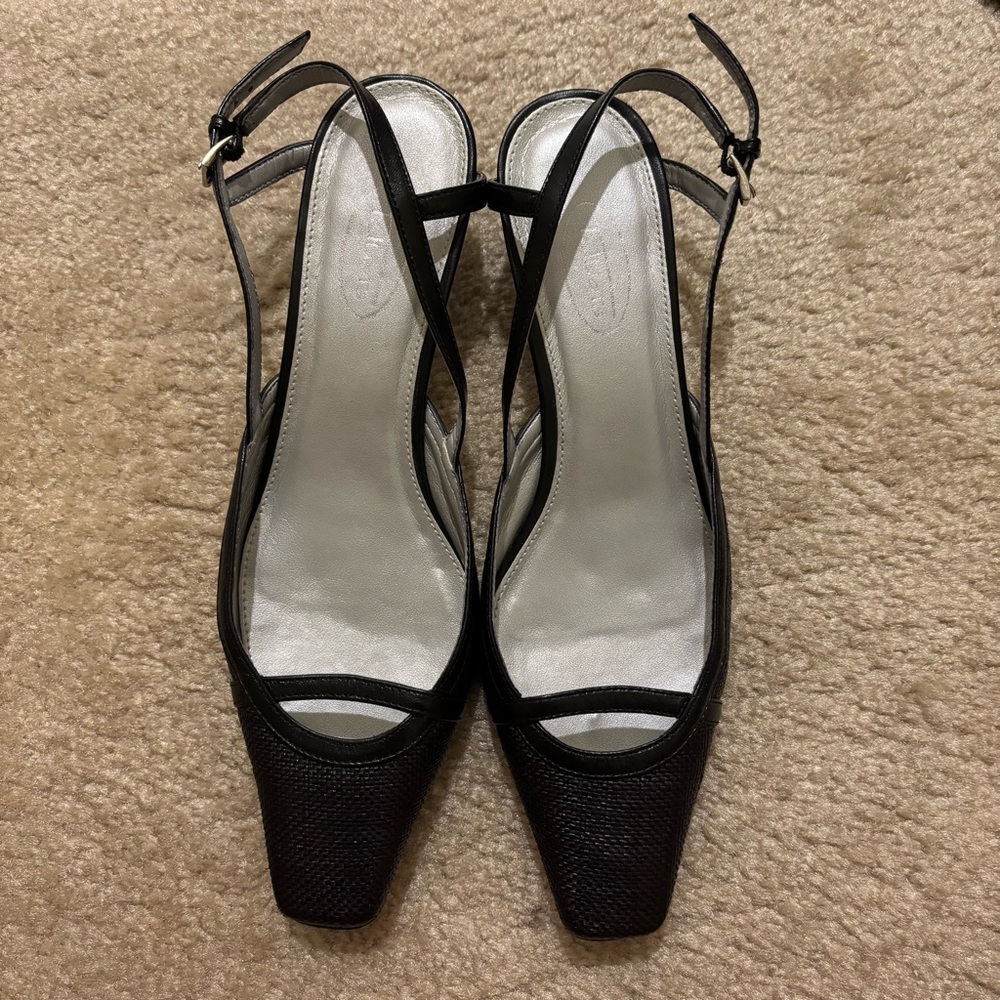 Talbots Black Heels with Square Toe Design 8B